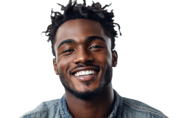 Smiling man with stylish hair in bright setting