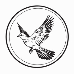 Dove On Circle Image Vector isolated on white background.