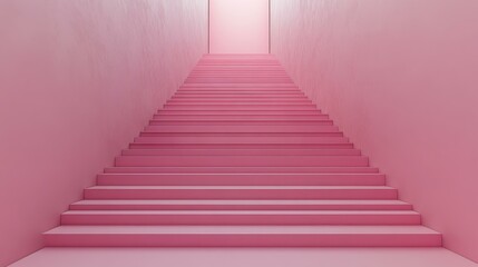 Fototapeta premium Pink Staircase in a Minimalist Interior