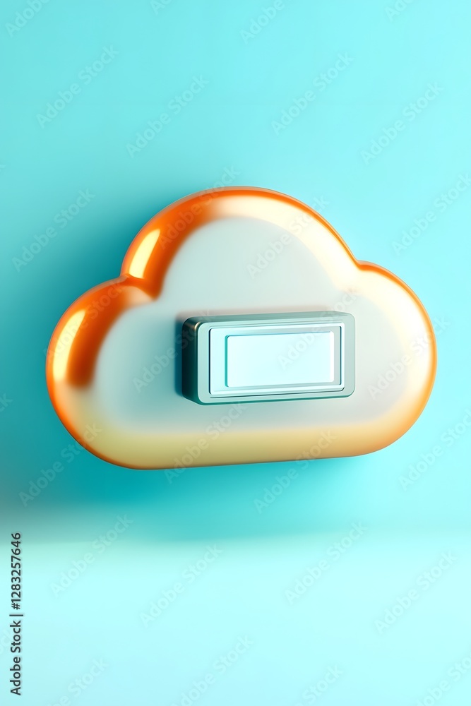 Aufkleber sleek 3d rendered cloud icon with embedded battery indicator representing innovation in cloud based