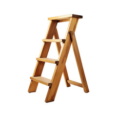 Wooden realistic stepladder on transparent background