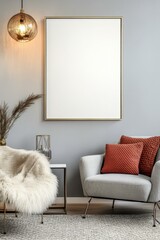 Modern Interior Living Room with Empty Frame