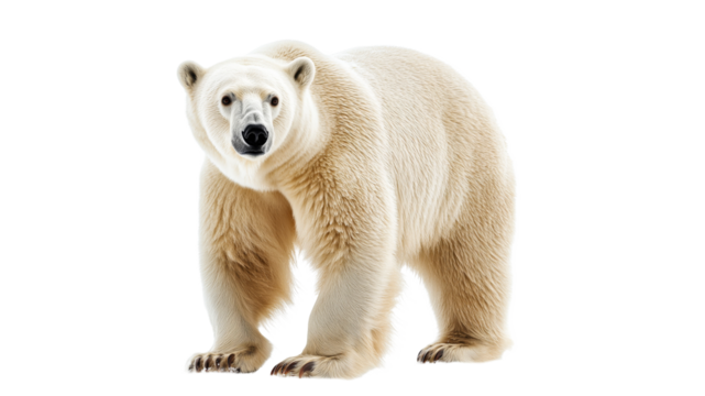 Polar bear standing on white background in Arctic