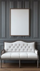 Elegant Vintage Sofa with Blank Picture Frame