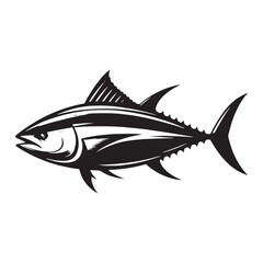 Iconic Bluefin Tuna silhouette, a timeless marine design choice - Bluefin Tuna illustration - Minimalist Bluefin Tuna vector - Fish silhouette
