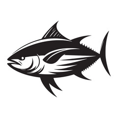 Obraz premium Artistic Bluefin Tuna silhouette, a bold yet minimal deep-sea artwork - Bluefin Tuna illustration - Minimalist Bluefin Tuna vector - Fish silhouette 