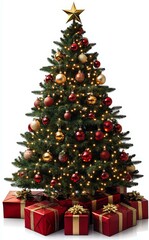 Christmas Tree with Presents Decorated for Holiday