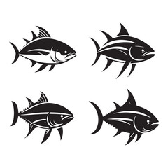 Fierce Bluefin Tuna silhouette, embodying the power of the sea - Bluefin Tuna illustration - Minimalist Bluefin Tuna vector - Fish silhouette
