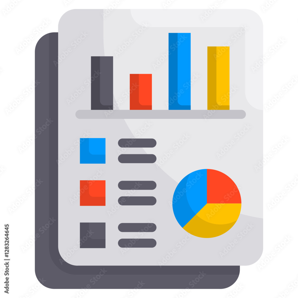 Aufkleber colorful financial data analysis report with bar graphs pie charts and statistics icon