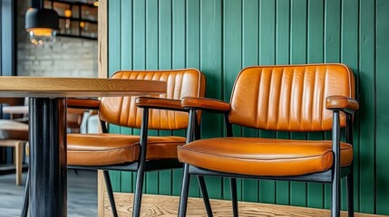 Modern Cafe Seating with Light Wood Table
