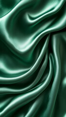 Obraz premium Green Silk Fabric Background, top view of Smooth and Elegant Satin Luxury, Cloth Texture. Abstract Backdrop for Luxury Products, Jewelry or Fashion with copy space.