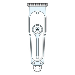 Detailed illustration of sleek hair clippers with central power button and hanging loop, ideal for grooming and personal care. Perfect for barbers and home use.
