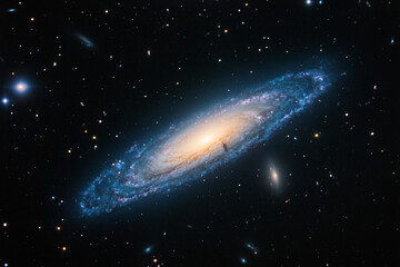Fototapeta premium Andromeda Galaxy: A stunning shot of the Andromeda Galaxy, a spiral galaxy in our local group, showcasing its intricate structure of stars, gas, and dust.