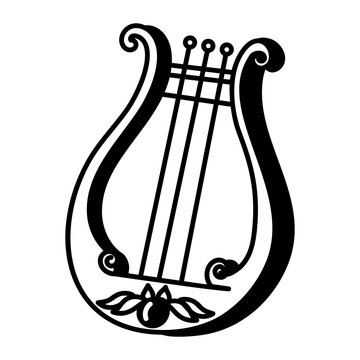 A hand drawn icon of musical lyre 

