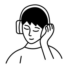 A character listening music, doodle style icon 
