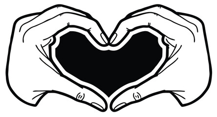 Fototapeta premium Hand gesture: love with a black heart. Elegant fingers showing a black heart gesture. for web, banner, poster, print, Valentine's Day, wedding, other life event. 3D realistic vector illustration.