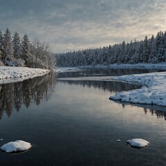 frozen lake in winter