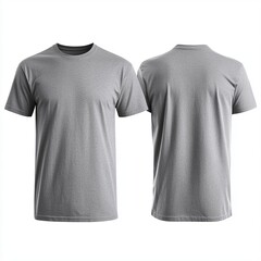 Blank gray t shirt front and back mockup, isolated on white background with clipping path. Ready for your design or artwork.