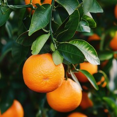 Fresh Oranges on Tree - Sunny Day at Fruit Farm