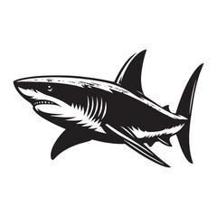 Fototapeta premium Detailed Bull Shark silhouette, capturing ocean realism - Bull Shark illustration - Minimalist Bull Shark vector - Fish silhouette 
