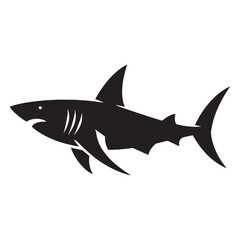 Predatory Bull Shark silhouette, fierce and powerful in design - Bull Shark illustration - Minimalist Bull Shark vector - Fish silhouette
