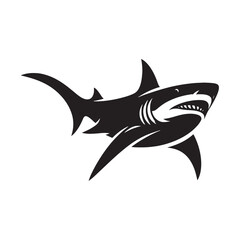 Obraz premium Oceanic Bull Shark silhouette, embodying the raw nature of the sea - Bull Shark illustration - Minimalist Bull Shark vector - Fish silhouette 