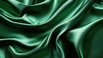 Fototapeta premium Luxurious emerald green velvet background with smooth folds and soft lighting. No text, no people.