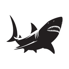 Sleek Bull Shark silhouette, designed for modern ocean aesthetics - Bull Shark illustration - Minimalist Bull Shark vector - Fish silhouette
