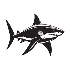 Expressive Bull Shark silhouette, full of movement and life - Bull Shark illustration - Minimalist Bull Shark vector - Fish silhouette
