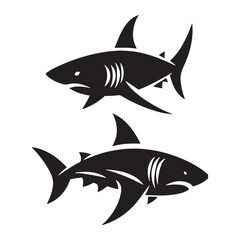 Fototapeta premium Majestic Bull Shark silhouette, a powerful and bold ocean theme - Bull Shark illustration - Minimalist Bull Shark vector - Fish silhouette 