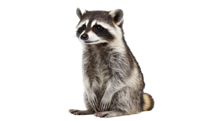 Raccoon sitting quietly in a natural pose
