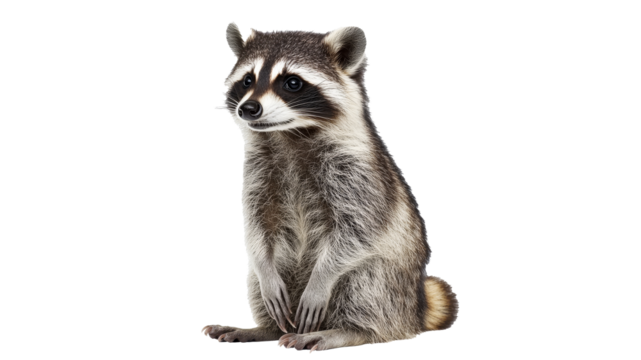 Raccoon sitting quietly in a natural pose