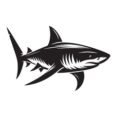 Bold Bull Shark silhouette, a fierce ocean predator design - Bull Shark illustration - Minimalist Bull Shark vector - Fish silhouette
