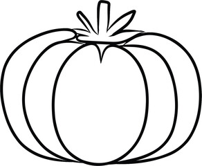 A simple black and white line drawing of a pumpkin outline, suitable for coloring activities, crafts, fall-themed projects, and educational designs featuring seasonal themes.