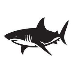 Dynamic Bull Shark silhouette, showcasing the movement of a predator - Bull Shark illustration - Minimalist Bull Shark vector - Fish silhouette
