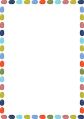 Doodle frame with colorful elements. Trendy graphic template. Cute empty frame box