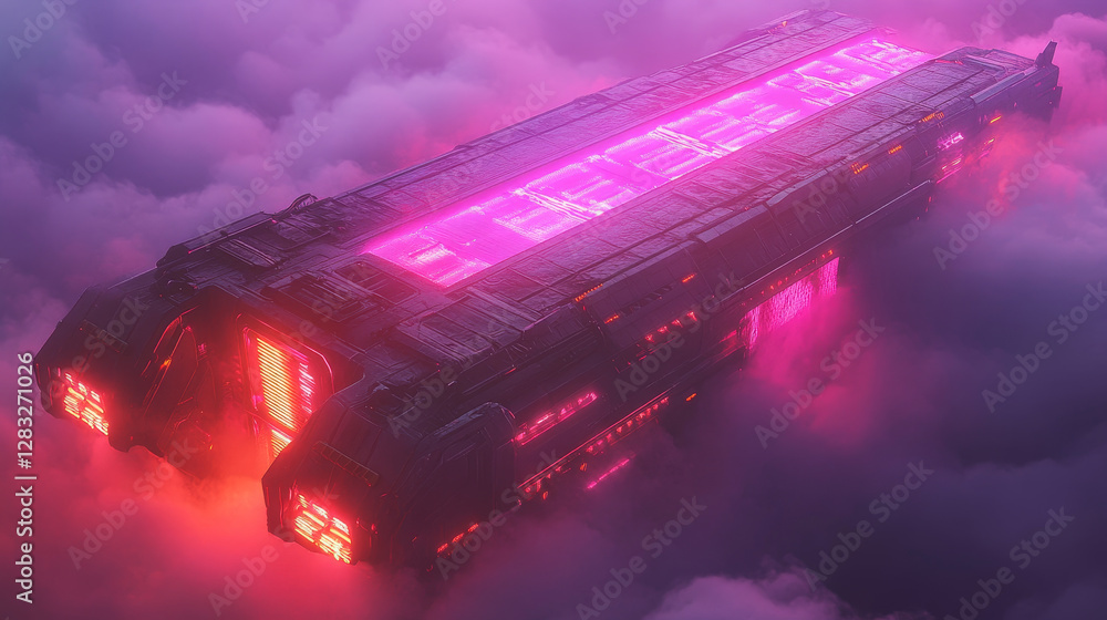 Aufkleber neon futuristic door frame with luminous and fog. realistic vector illustration of glowing red and p