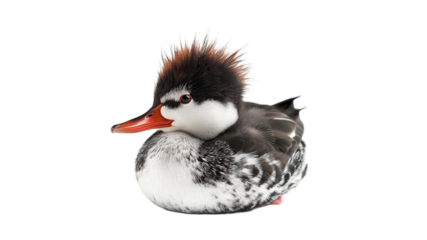 Unique duck with striking feathers showing off