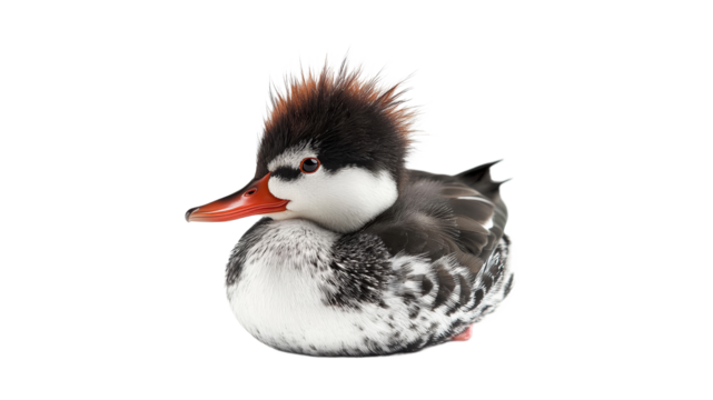 Unique duck with striking feathers showing off