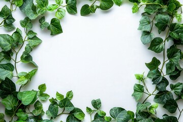 Naklejka premium Plant border frame framing element on white background