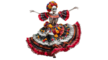 Celebration of life through vibrant skeleton dance