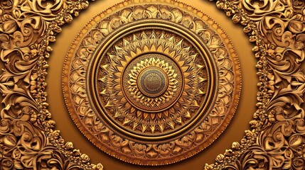 Ornate Gold Mandala Design with Intricate Patterns and Textures