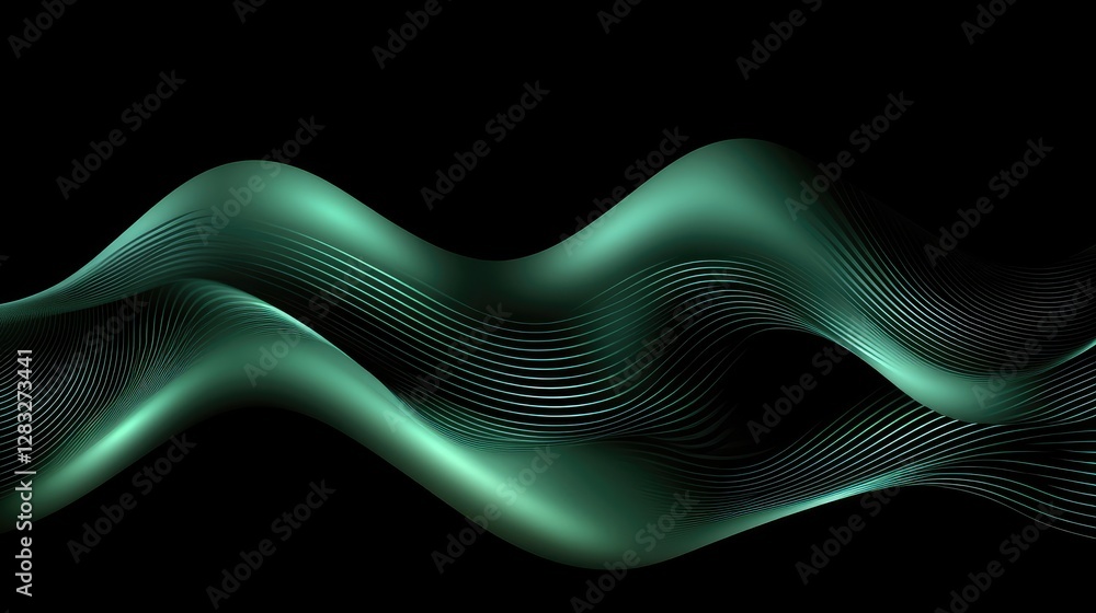 Aufkleber modern emerald wavy background with digital gradients and subtle highlights, ideal for tech visuals.