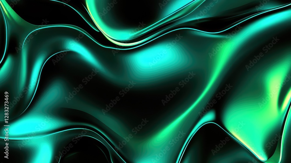 Aufkleber modern emerald wavy background with digital gradients and subtle highlights, ideal for tech visuals.