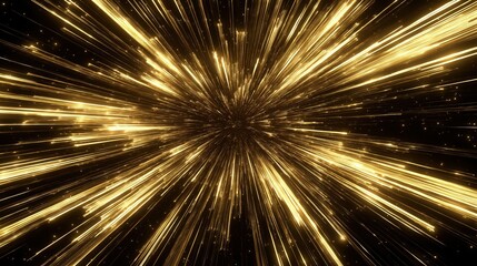 Vibrant golden light bursts radiating in all directions.