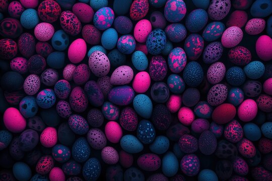 Colorful Easter eggs in vibrant shades create a festive atmosphere for springtime celebrations and family gatherings