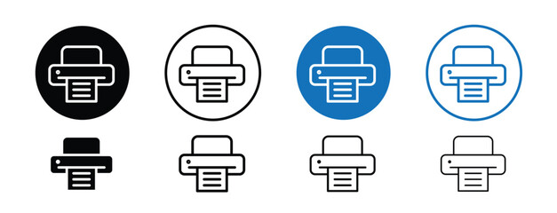 Set of 8 pixel perfect Print icon with 1 unexpanded, 1 silhouette, a simple and clear print icon representing printing or document output.