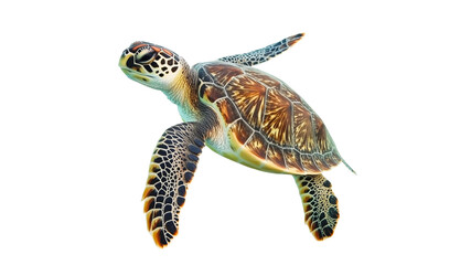 Green turtle gracefully swimming in ocean water