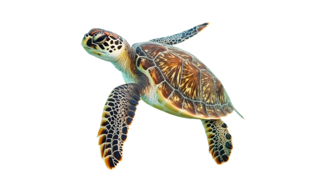 Green turtle gracefully swimming in ocean water