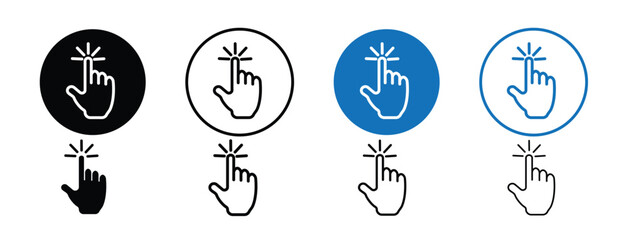 Set of 8 pixel perfect Cursor finger icon with 1 unexpanded, 1 silhouette, a simple and clear cursor finger icon representing clicking or interaction. © Tysam